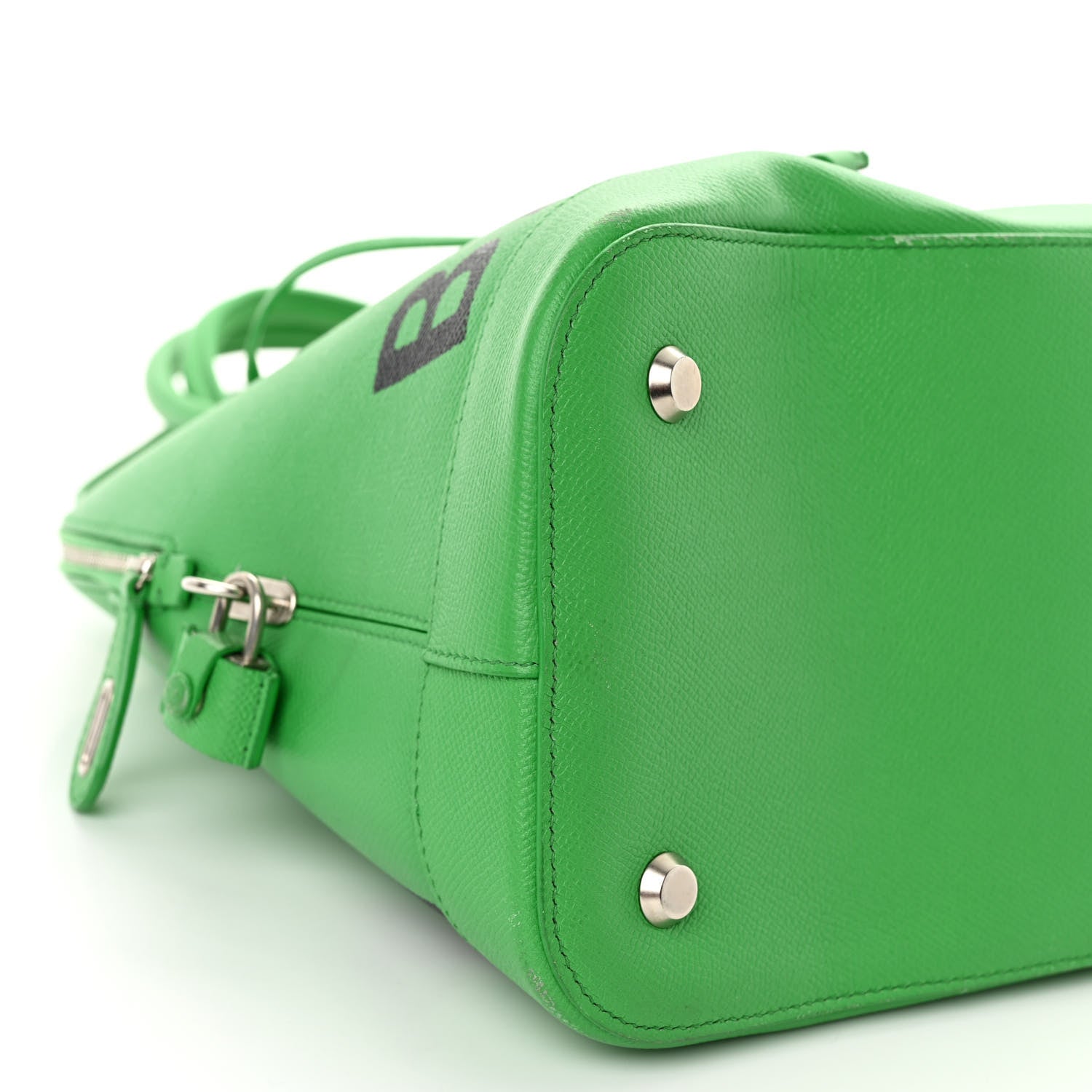 Balenciaga Signature Grained Calfskin Logo M Ville Top Handle Bag Green 8 of 13