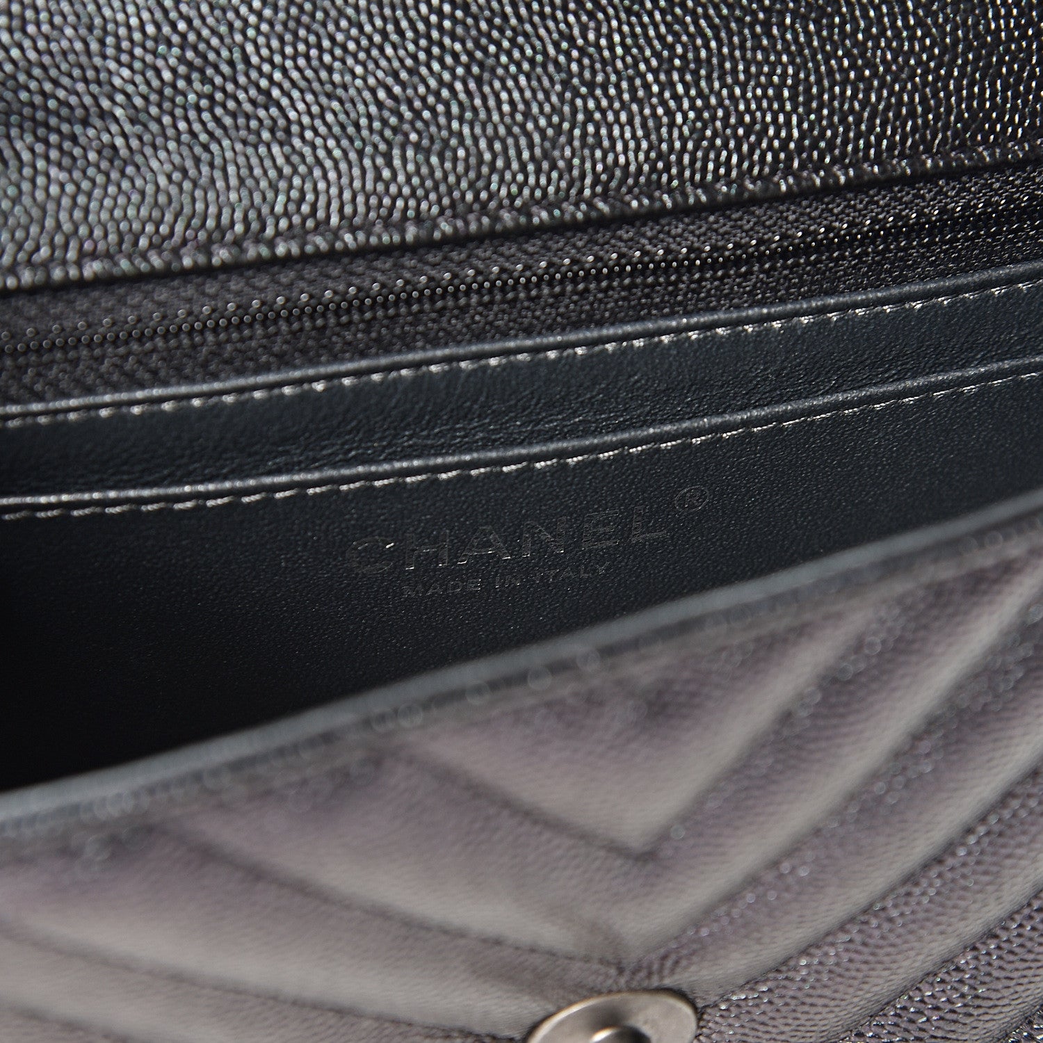 Chanel Iridescent Caviar Chevron Quilted Mini Rectangular Flap Black 5 of 10