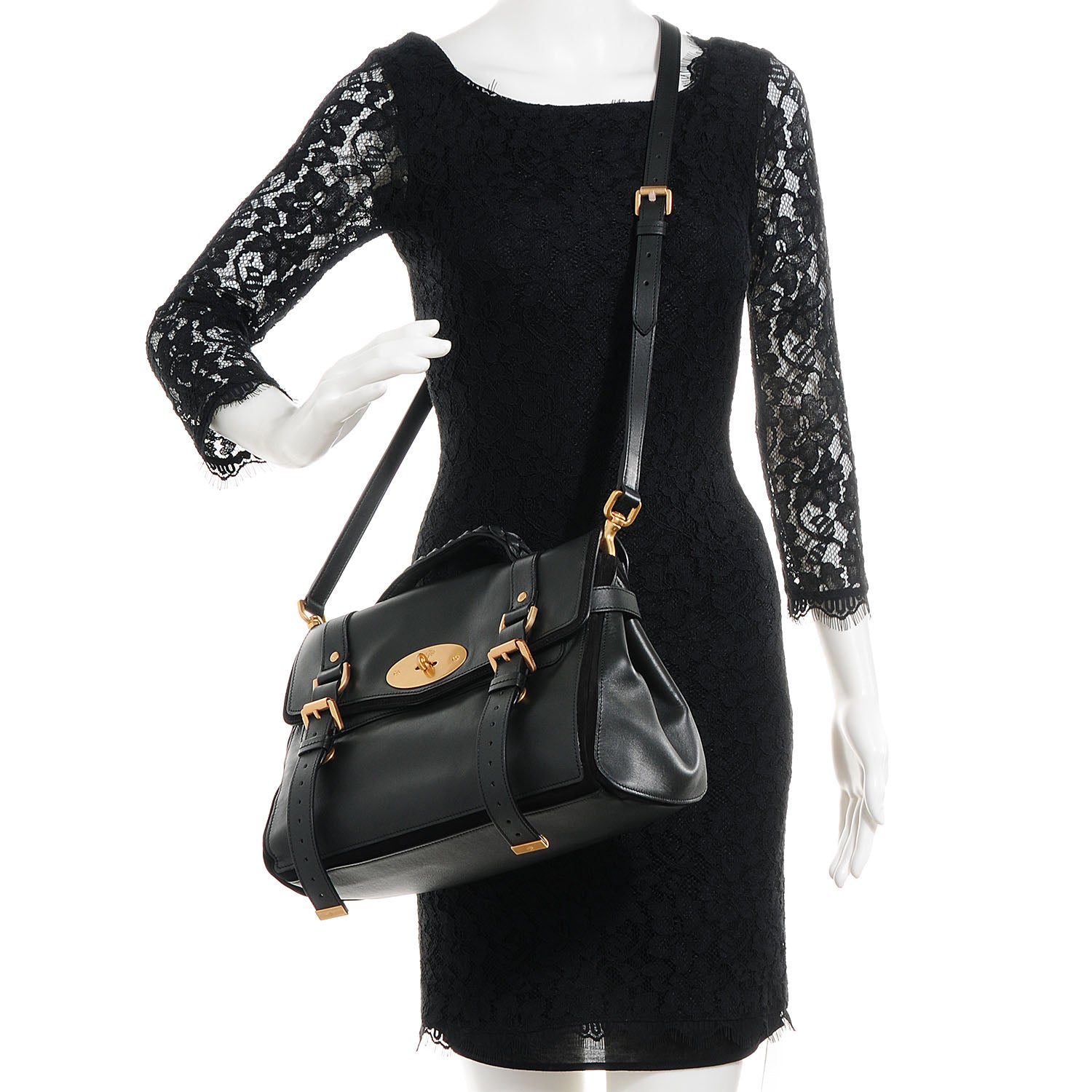 Mulberry Nappa and Suede Alexa Satchel Evergreen 2 of 15