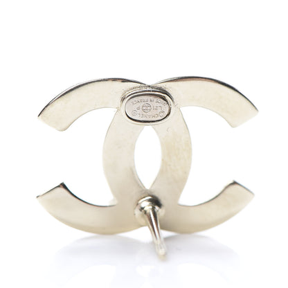 Chanel Crystal Metal CC Paris Button Stud Earrings Gold 4 of 5