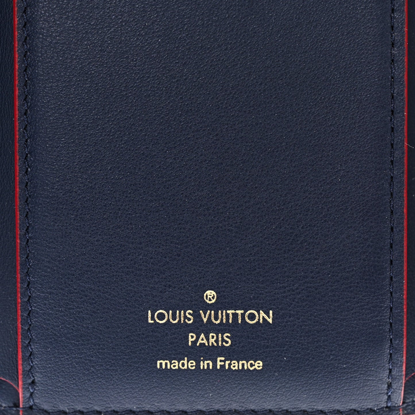 Taurillon Capucines Compact Wallet Marine Rouge