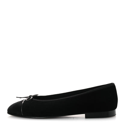 Chanel Velvet Cap Toe Ballerina Flats 40 Black 1 of 12