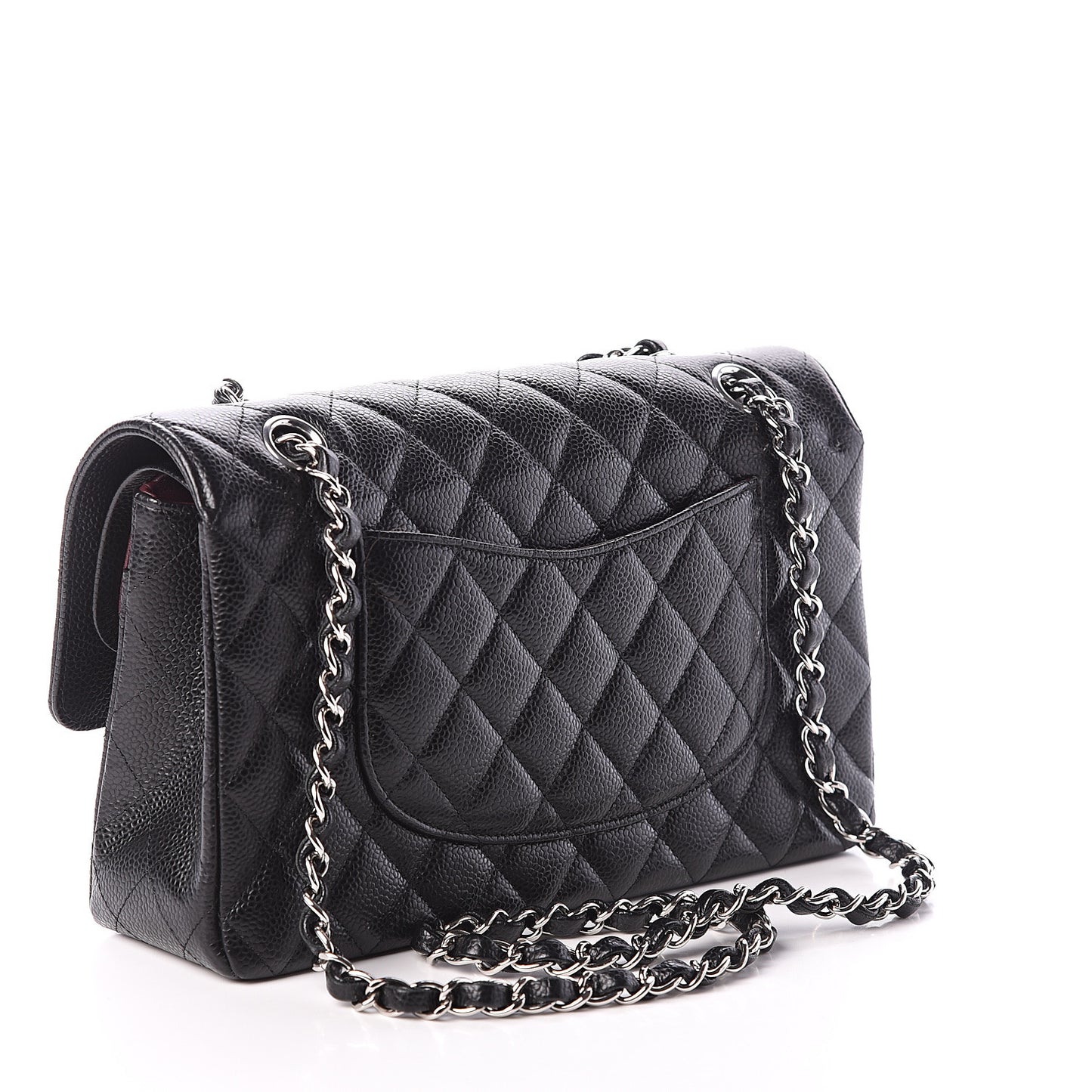 Caviar Quilted Medium Double Flap Black