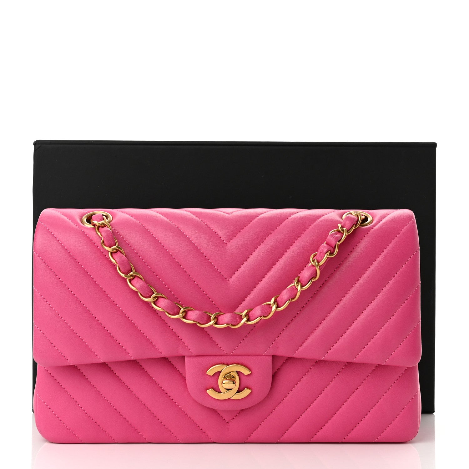 Chanel Lambskin Chevron Quilted Medium Double Flap Pink 11 of 11