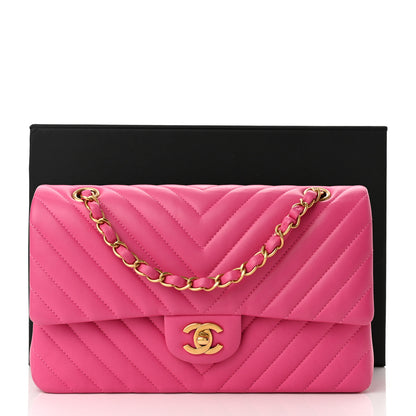 Chanel Lambskin Chevron Quilted Medium Double Flap Pink 11 of 11