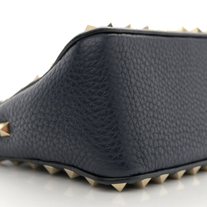 Valentino Garavani Pebbled Calfskin Small Rockstud Flip Lock Shoulder Bag Marine 8 of 10