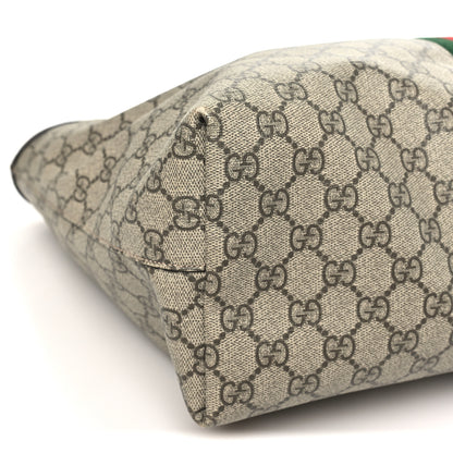 Gucci GG Supreme Monogram Textured Calfskin Web Medium Ophidia Shopping Tote Beige Ebony New Acero 9 of 11
