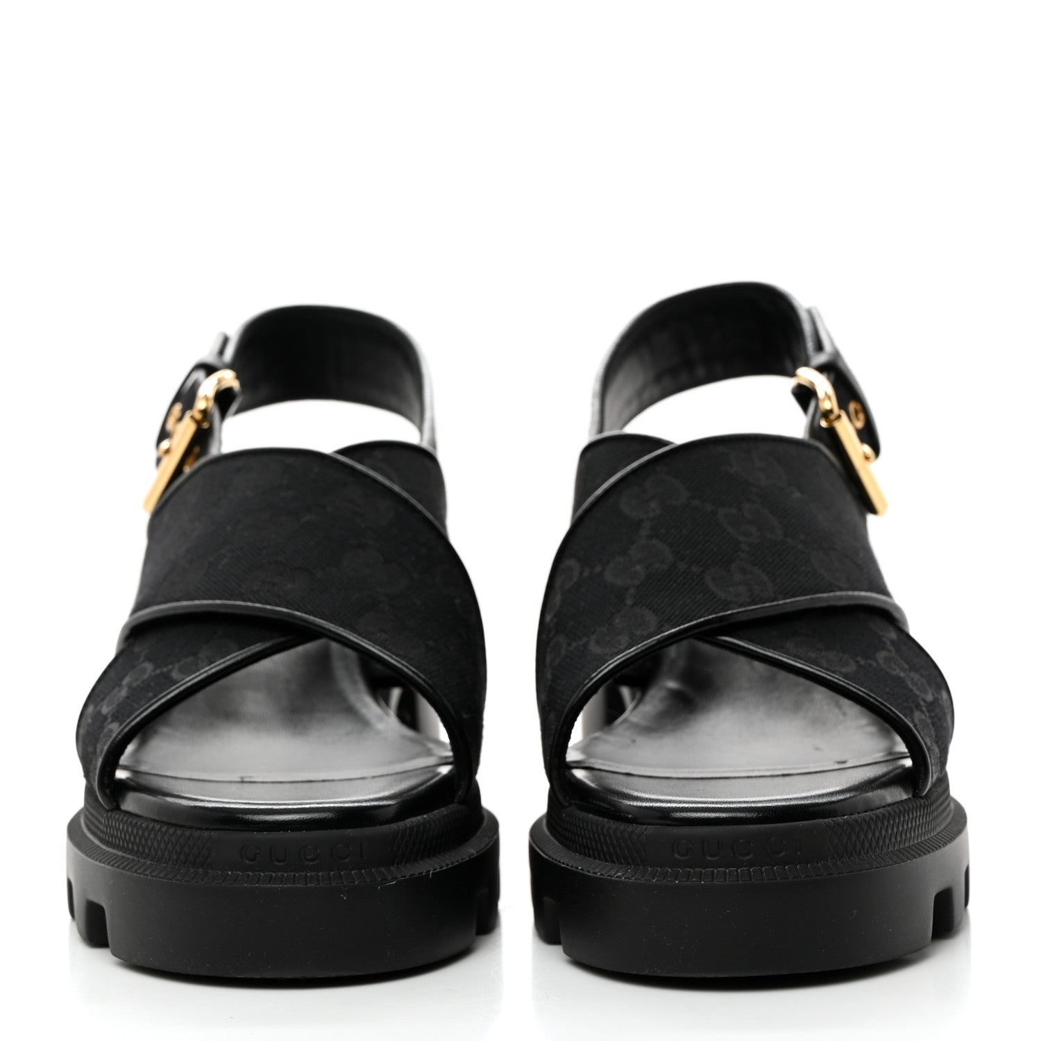 Gucci Monogram Granada Kid Trip 40/72mm Lug Sole Sandals 38 Black 2 of 9