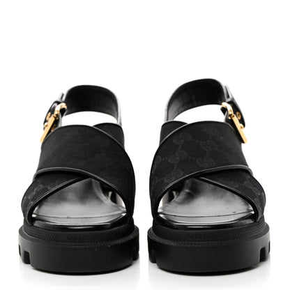 Gucci Monogram Granada Kid Trip 40/72mm Lug Sole Sandals 38 Black 2 of 9