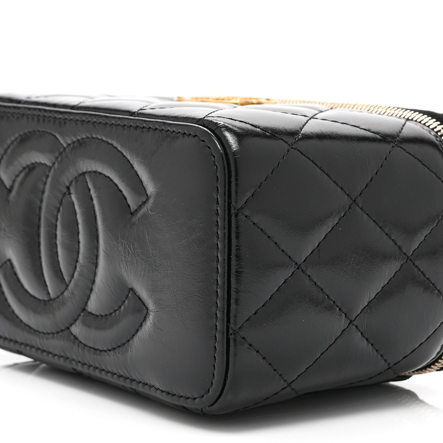 Chanel Shiny Lambskin Quilted Small Vanity Case With Chain Black 11 of 11