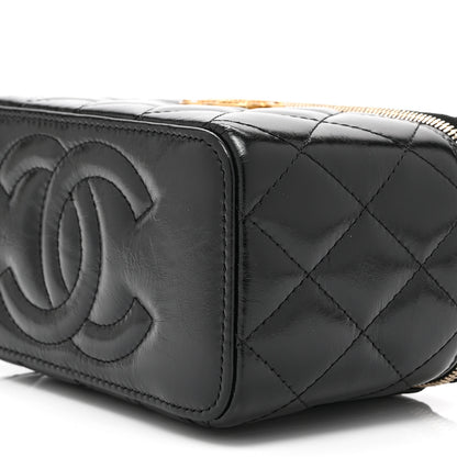 Chanel Shiny Lambskin Quilted Small Vanity Case With Chain Black 11 of 11
