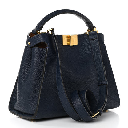 Fendi Cuoio Romano Selleria Bi-Color Medium Peekaboo Iconic Essentially Satchel Indaco Saddler 3 of 10