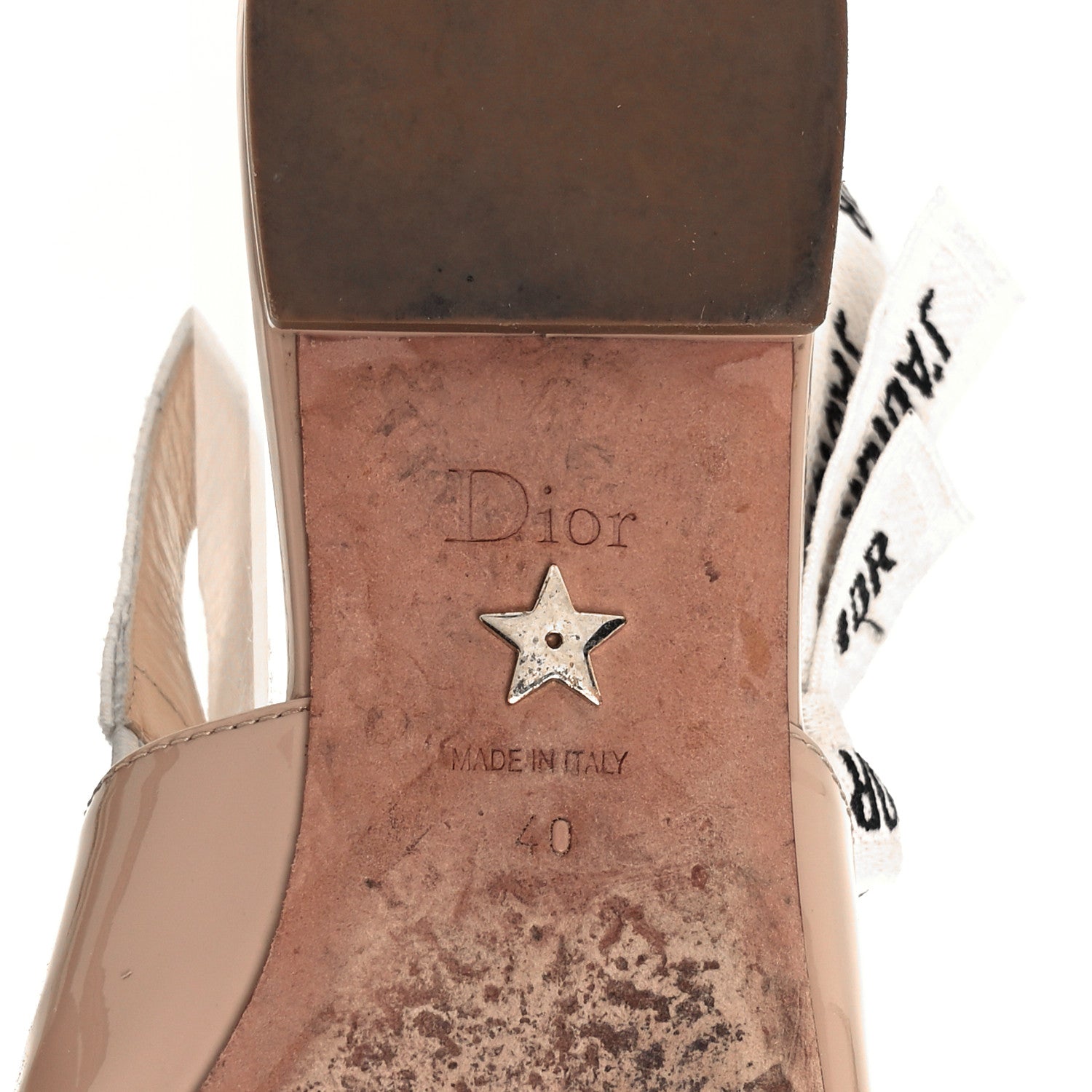 Christian Dior Patent Ribbon J'Adior Slingback Ballet Flats 40 Nude 6 of 9