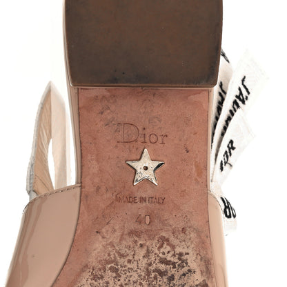 Christian Dior Patent Ribbon J'Adior Slingback Ballet Flats 40 Nude 6 of 9