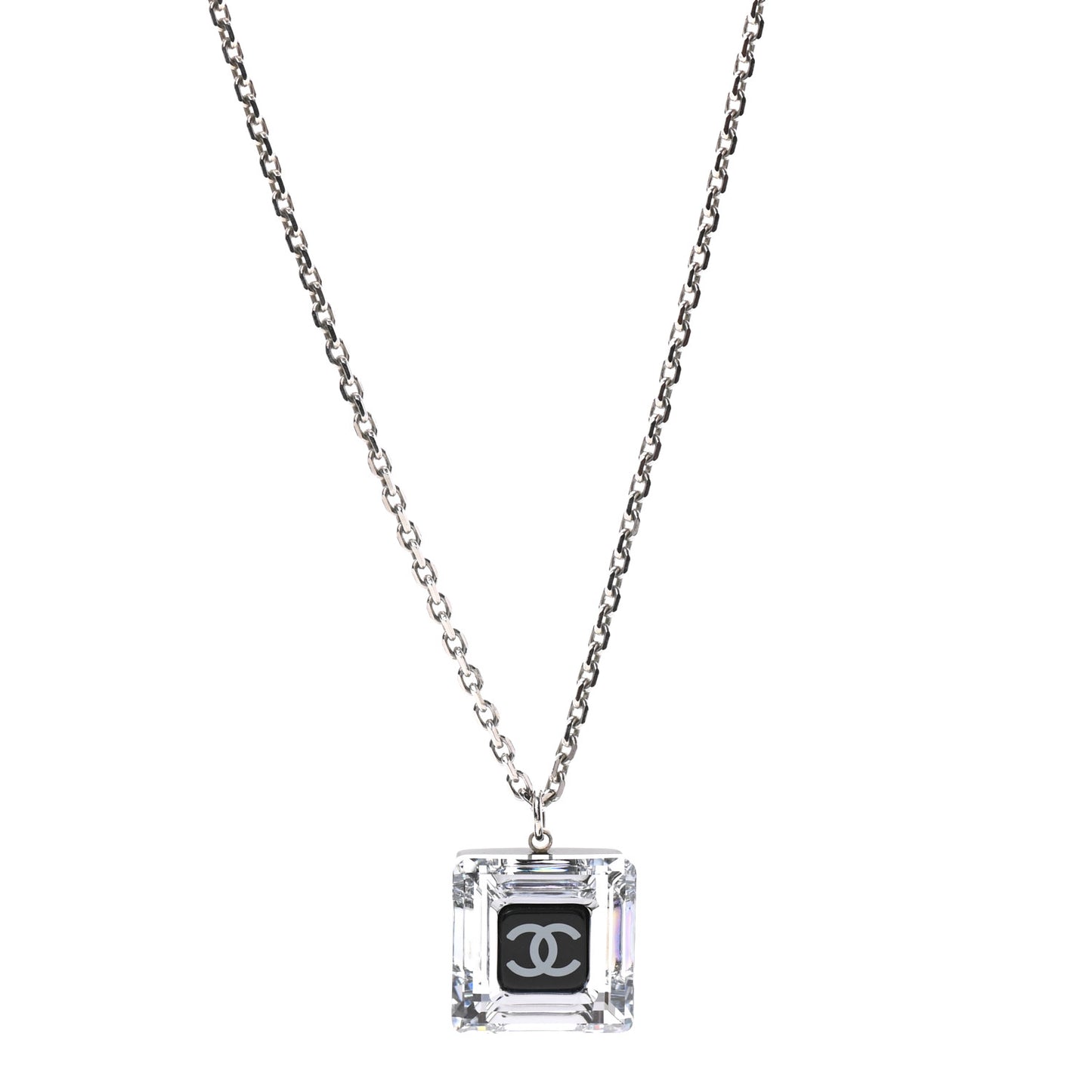 Lucite CC Square Charm Necklace