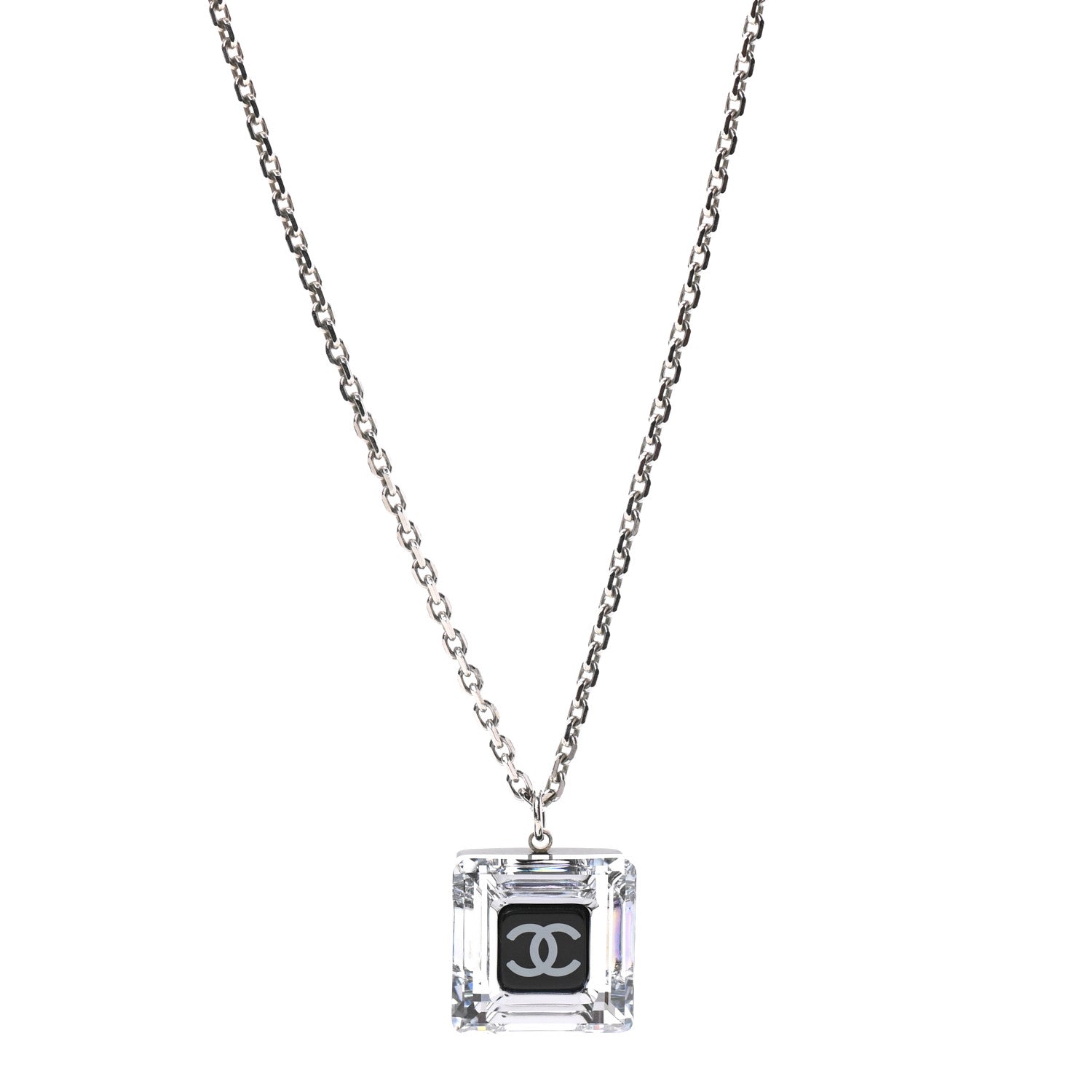 Chanel Lucite CC Square Charm Necklace 1 of 5