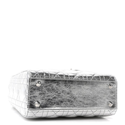 Christian Dior Metallic Grained Calfskin Cannage Small Lucky Badges My Lady Dior Silver 4 of 10