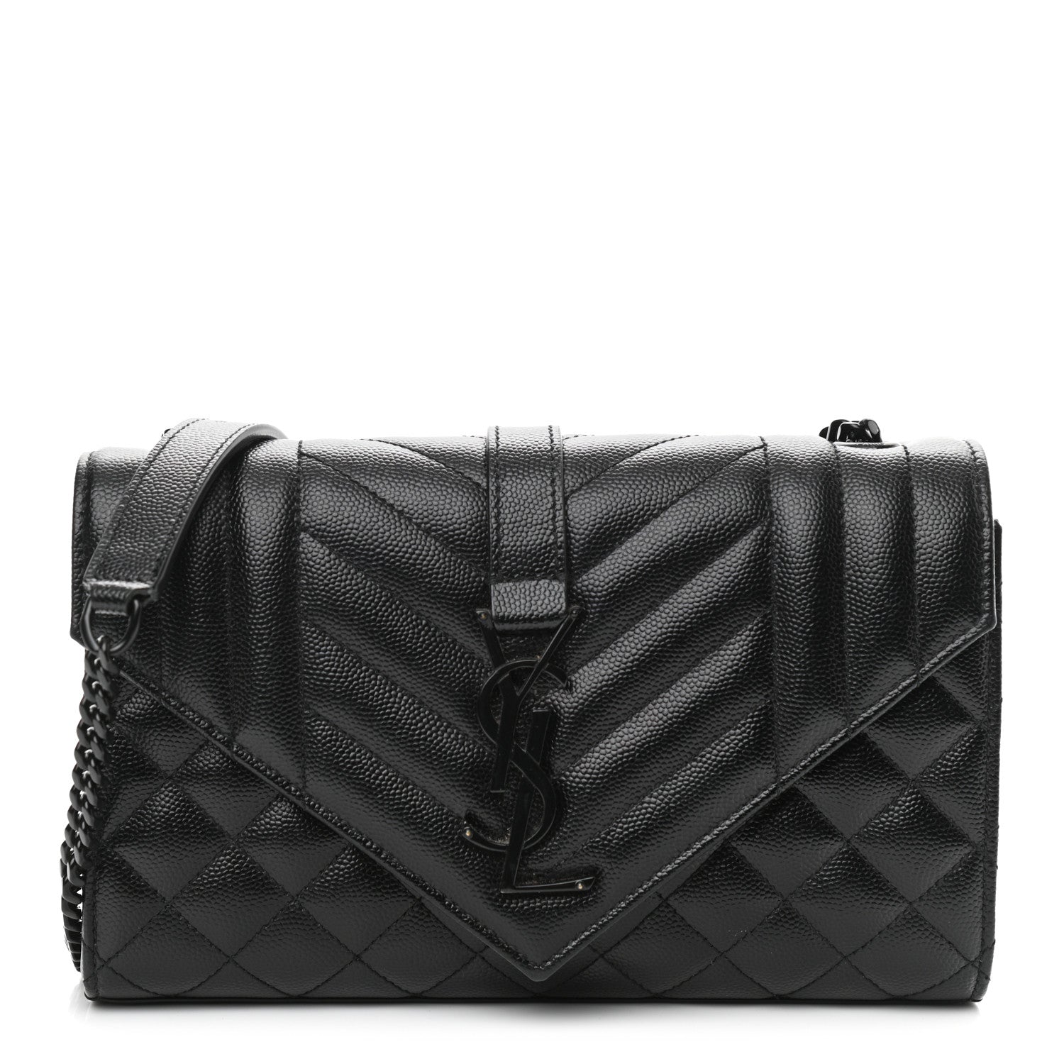 Saint Laurent Grain De Poudre Textured Mixed Matelasse Triquilt Small Monogram Satchel Black 1 of 10