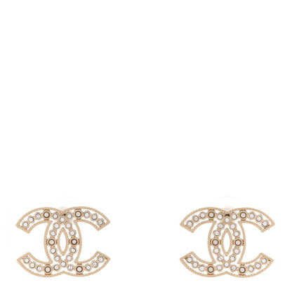 Chanel Crystal Timeless CC Earrings Light Gold 1 of 5