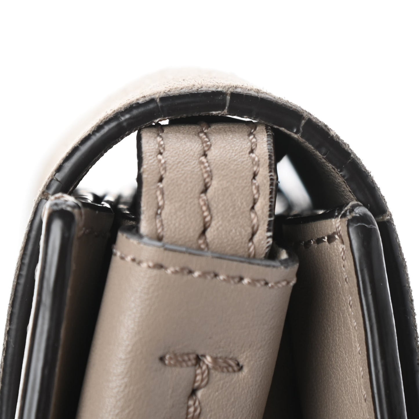 Suede Calfskin Small Faye Shoulder Bag Motty Grey
