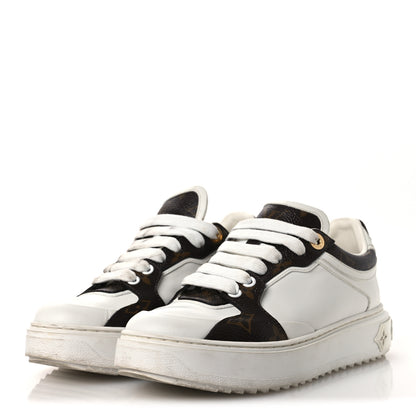 Louis Vuitton Calfskin Embossed Monogram Time Out Sneakers 36 White 4 of 13