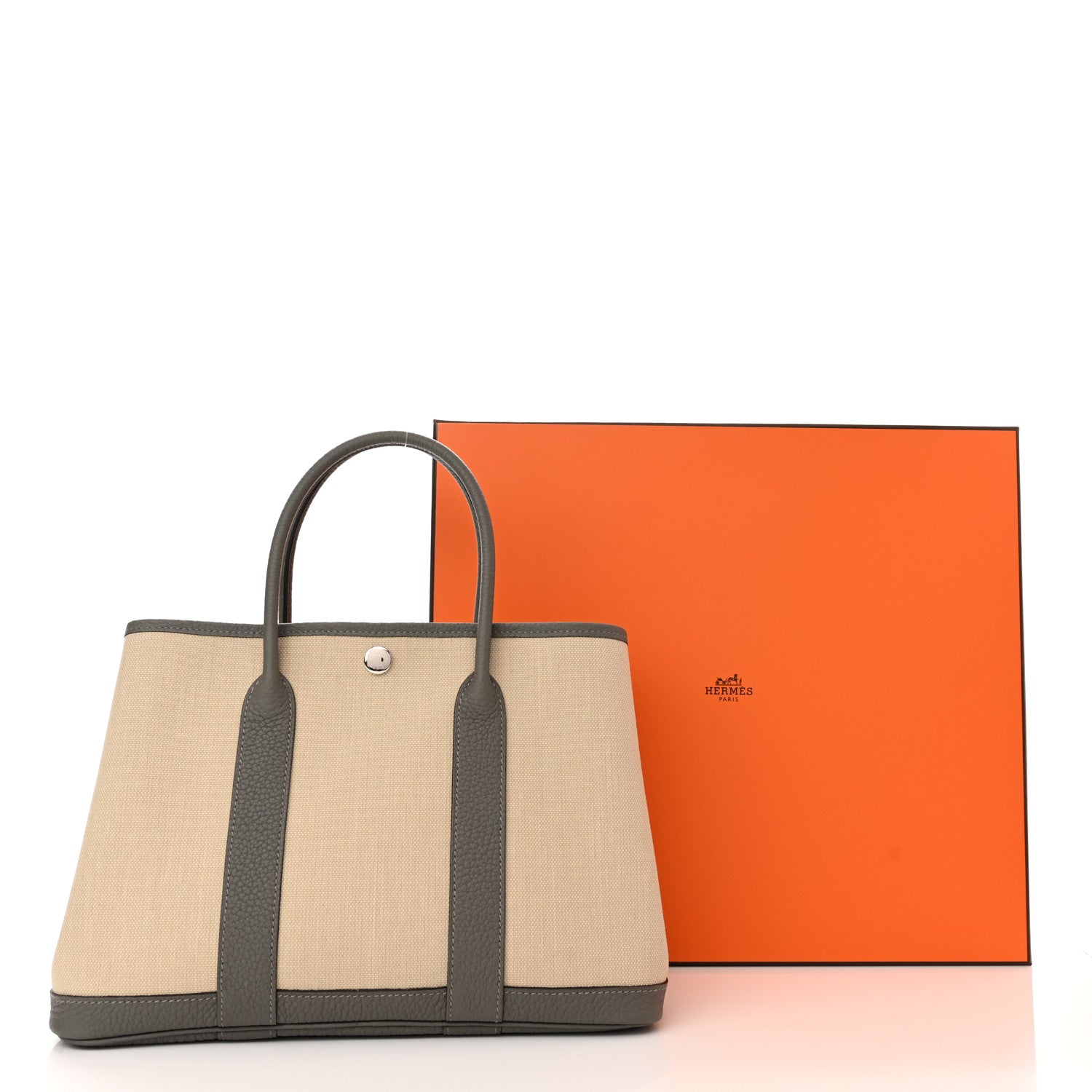 Hermes Toile Militaire Vache Country Garden Party 30 TPM Tote Beton Gris Meyer 11 of 11