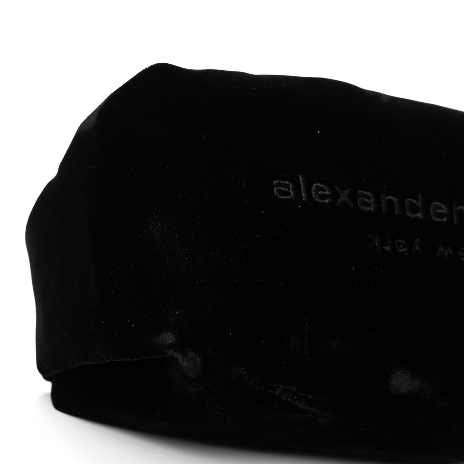 Alexander Wang Velvet Crystal Rhinestone Mini Scrunchie Bag Black Silver 9 of 10