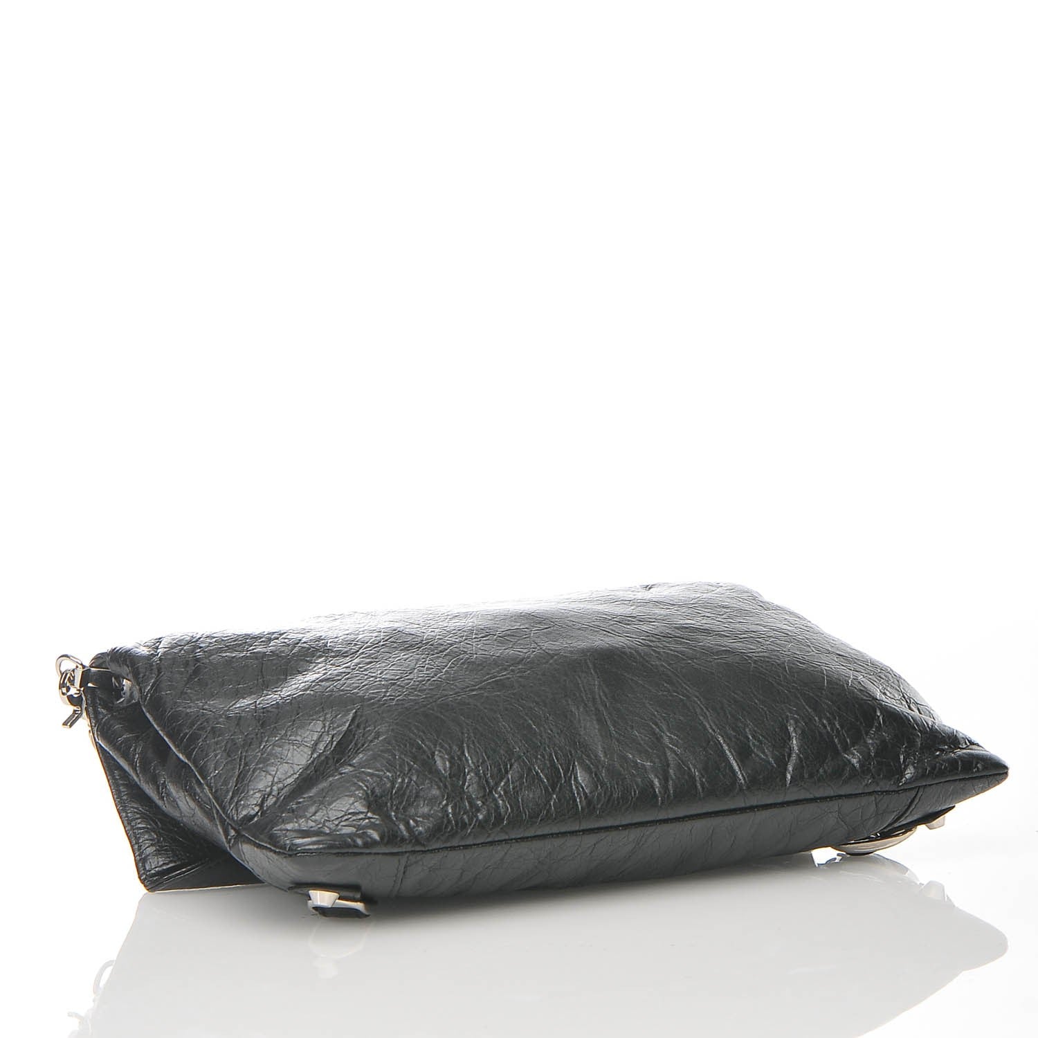 Balenciaga Agneau Classic Silver Hardware Envelope Strap Clutch Black 4 of 7