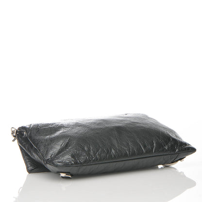 Balenciaga Agneau Classic Silver Hardware Envelope Strap Clutch Black 4 of 7