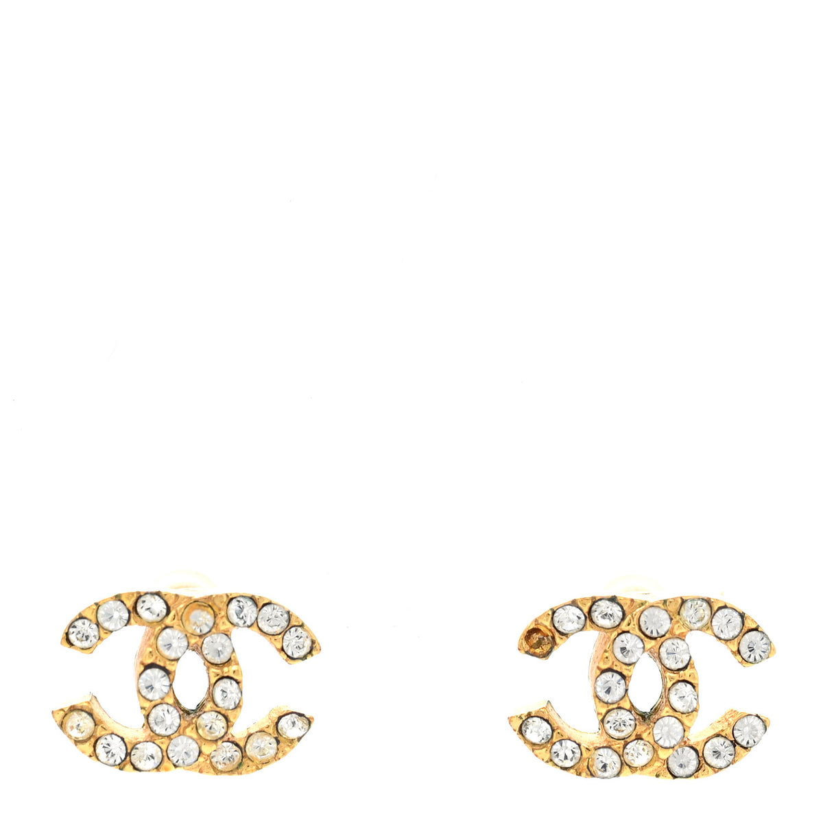 Chanel Crystal Mini Timeless CC Earrings Gold 1 of 5