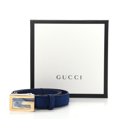 Gucci Suede Icaro G Cube 25mm Belt 95 38 Dark Navy 6 of 6