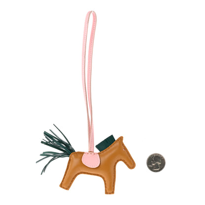 Hermes Milo Lambskin Grigri Rodeo Horse Bag Charm PM Sesame Malachite Rose Sakura 2 of 5