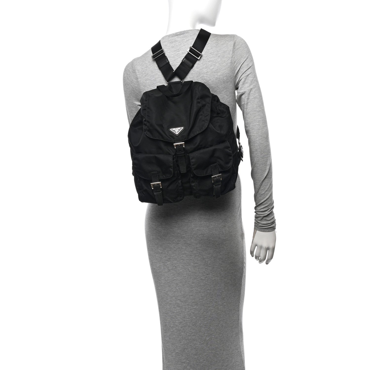 Prada Tessuto Nylon Saffiano Medium Backpack Black 2 of 10