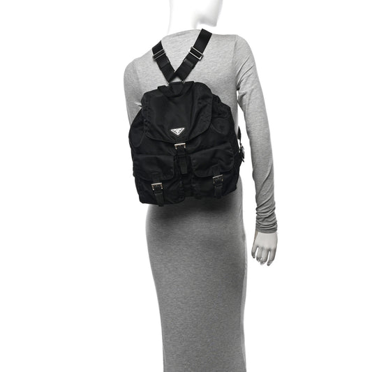 Tessuto Nylon Saffiano Medium Backpack Black