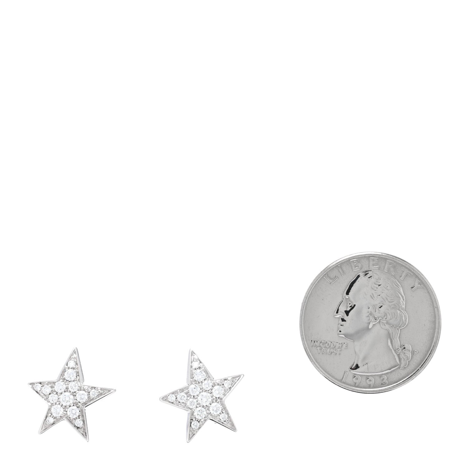 Chanel 18K White Gold Diamond Medium Comete Geode Earrings 2 of 5