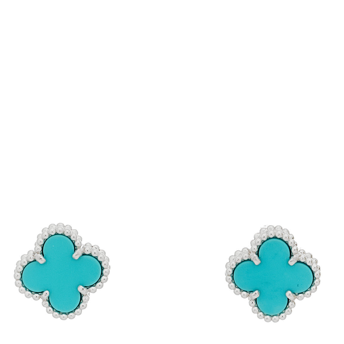 Van Cleef & Arpels 18K White Gold Turquoise Sweet Alhambra Earrings 1 of 5