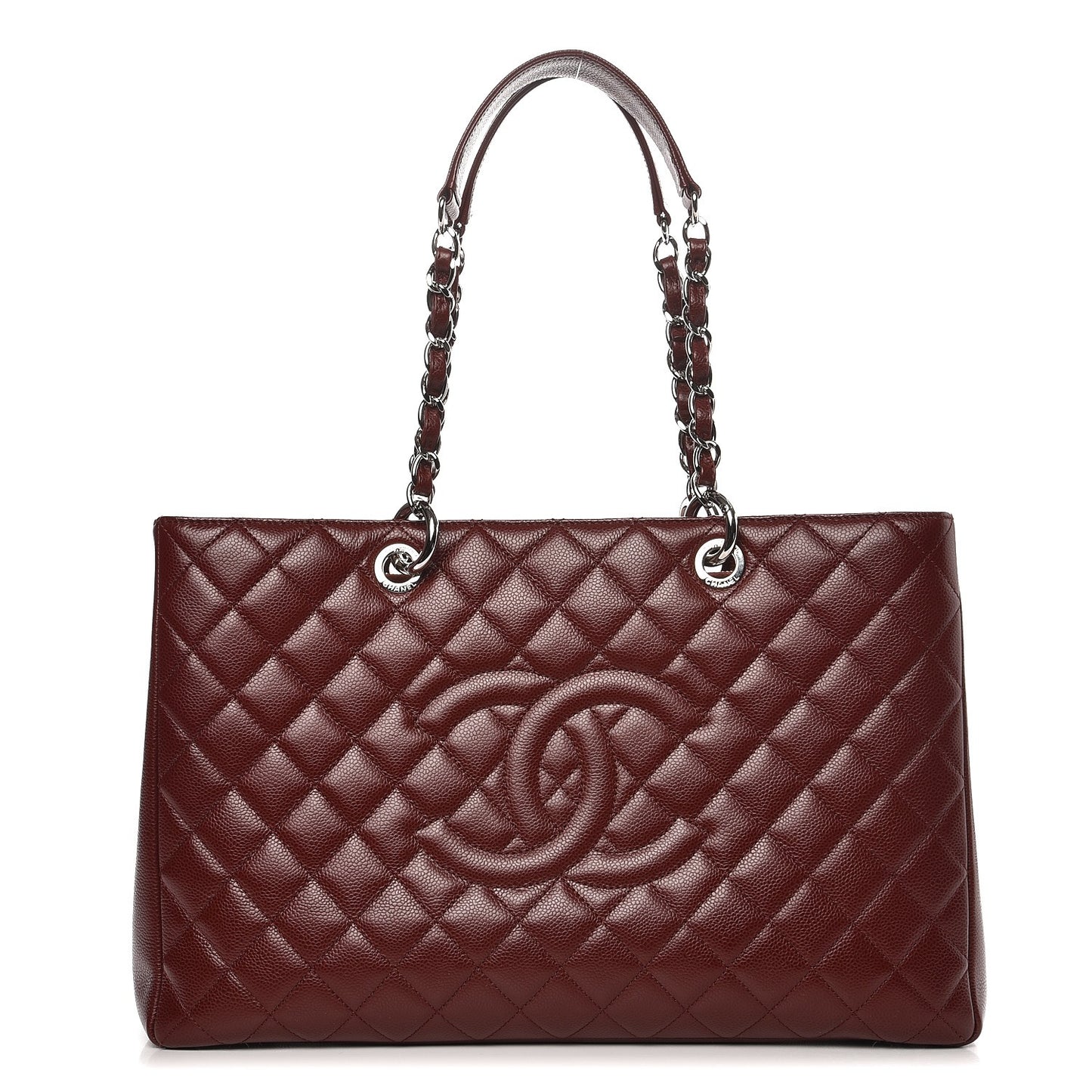 Caviar Quilted XL Grand Shopping Tote GST Dark Burgundy