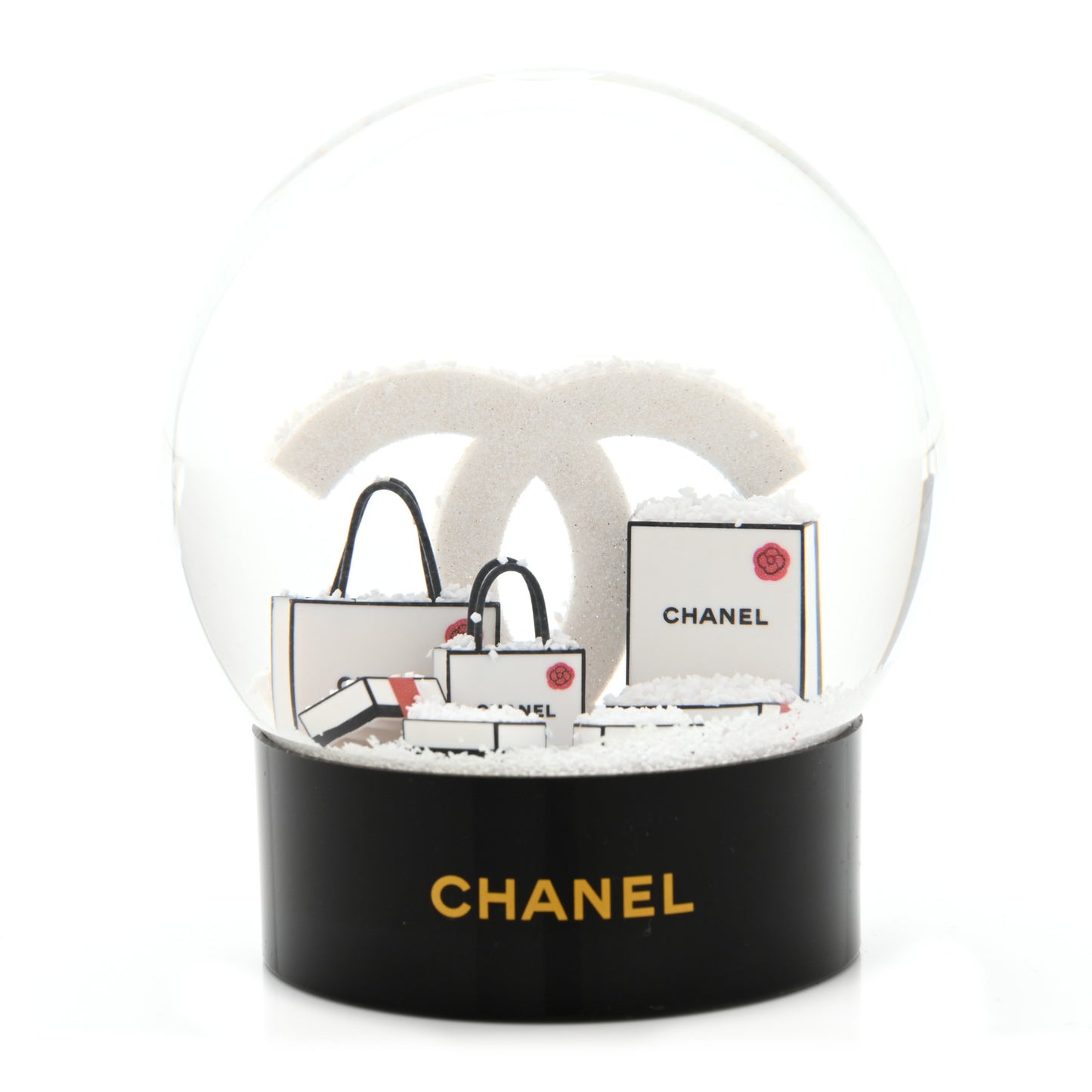 Glass CC Shopping Bag Snow Globe