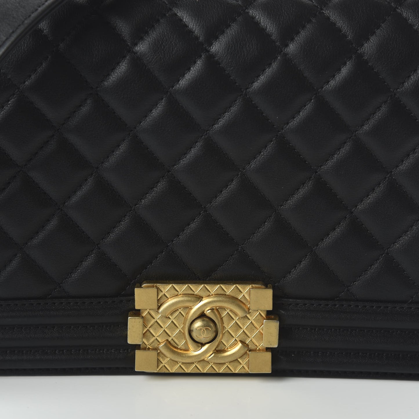 Calfskin Medium Boy Logo Top Handle Flap Black