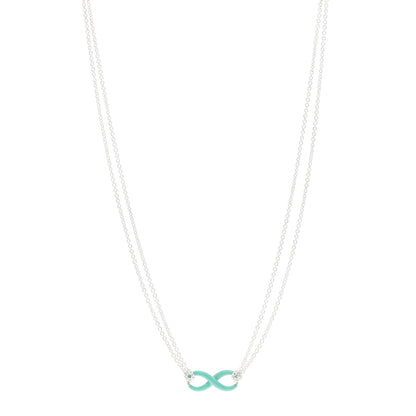 Tiffany Sterling Silver Enamel Infinity Necklace Blue 1 of 5