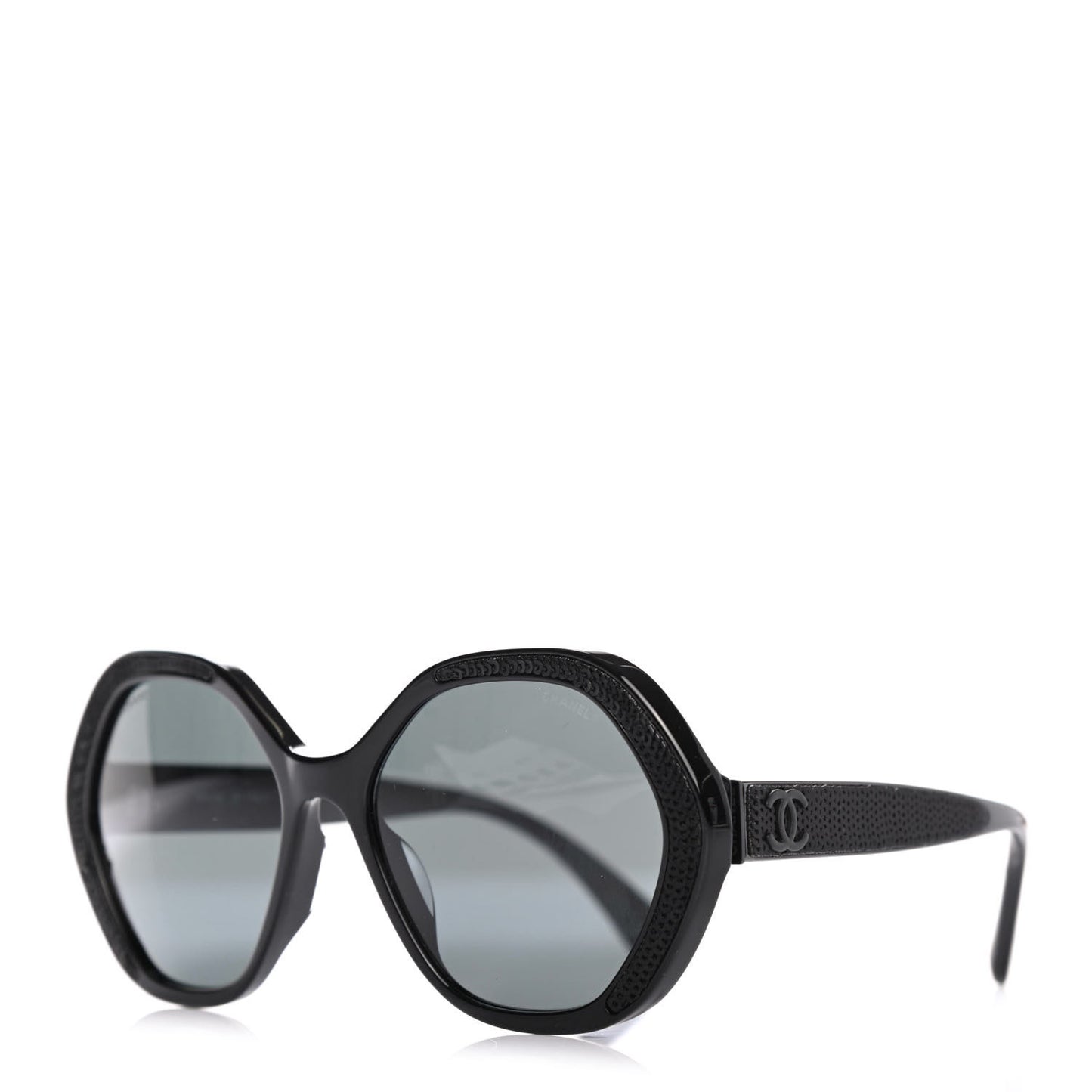 Acetate Sequin Round Sunglasses 5451-A Black