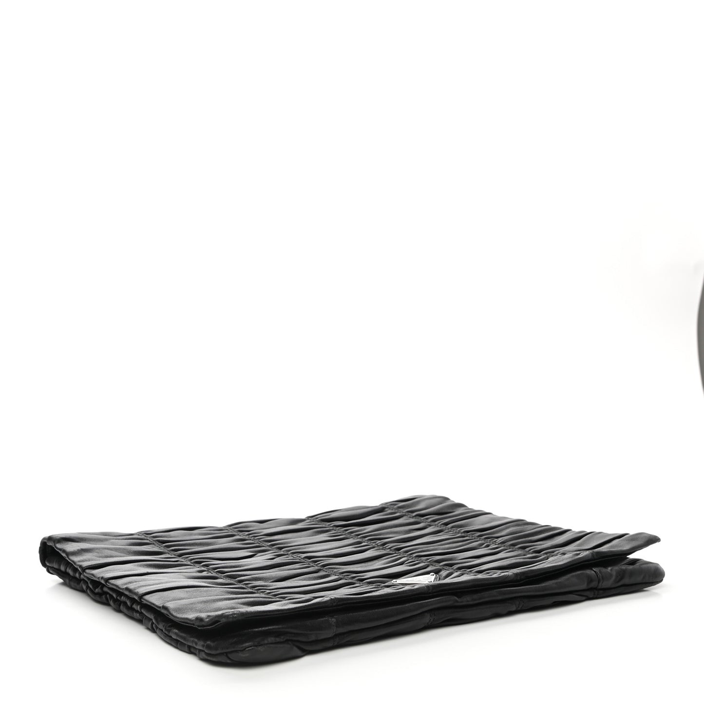 Nappa Dressy Gaufre Ruched Flap Clutch Black