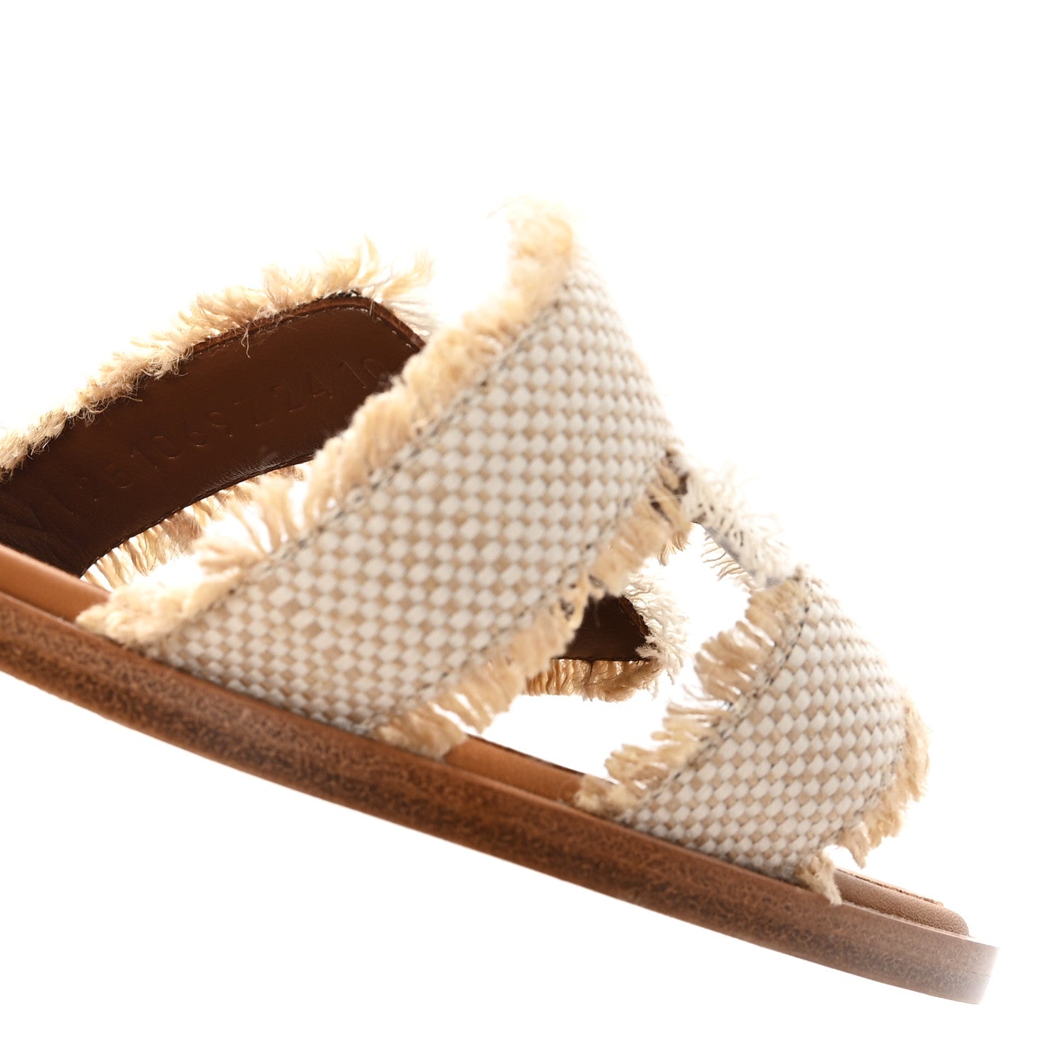 Hermes Linen Canvas Fringed Santorini Sandals 36 Beige 9 of 9