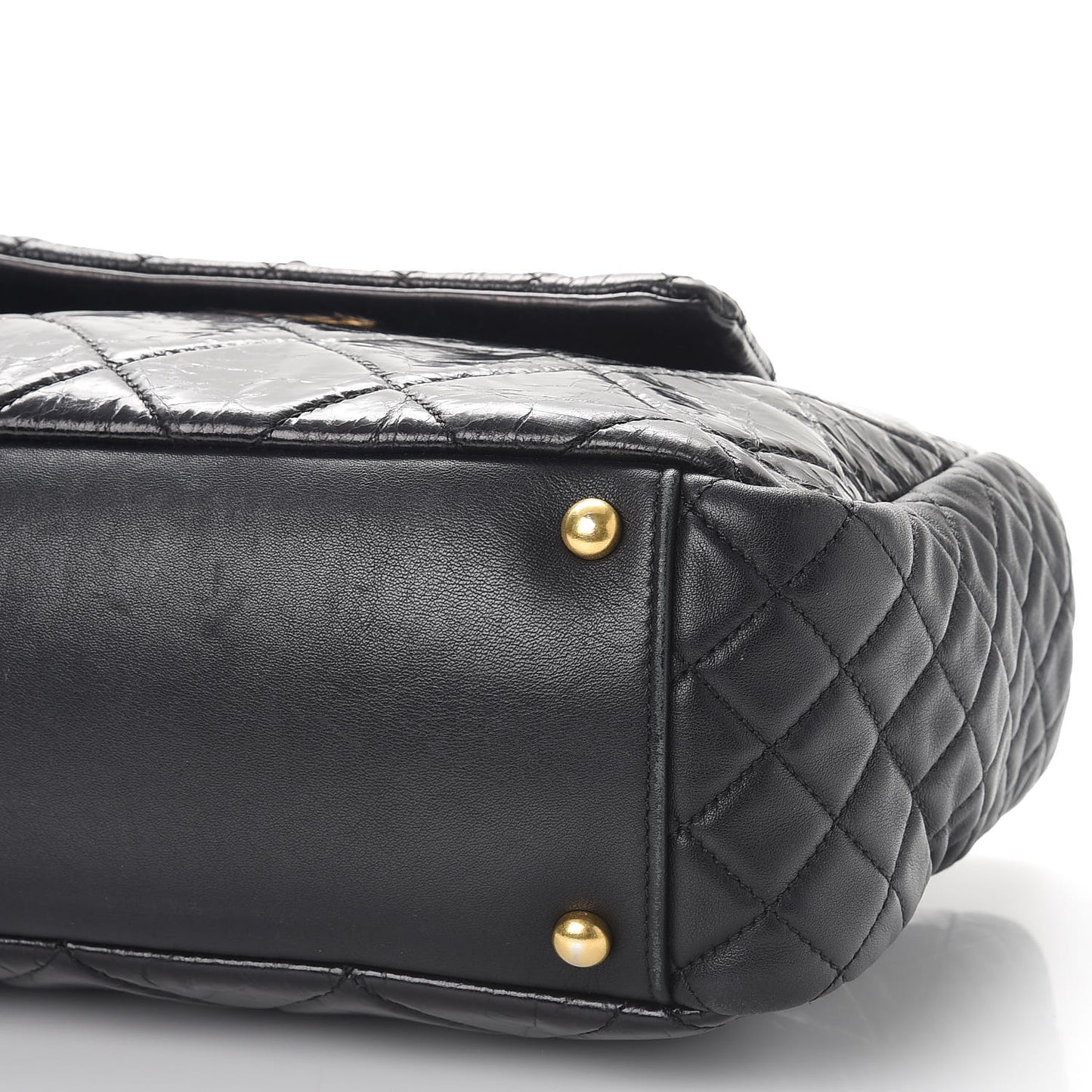 Glazed Crinkled Calfskin Medium East West Flap Black