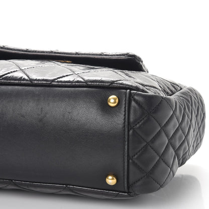 Chanel Glazed Crinkled Calfskin Medium East West Flap Black 9 of 10