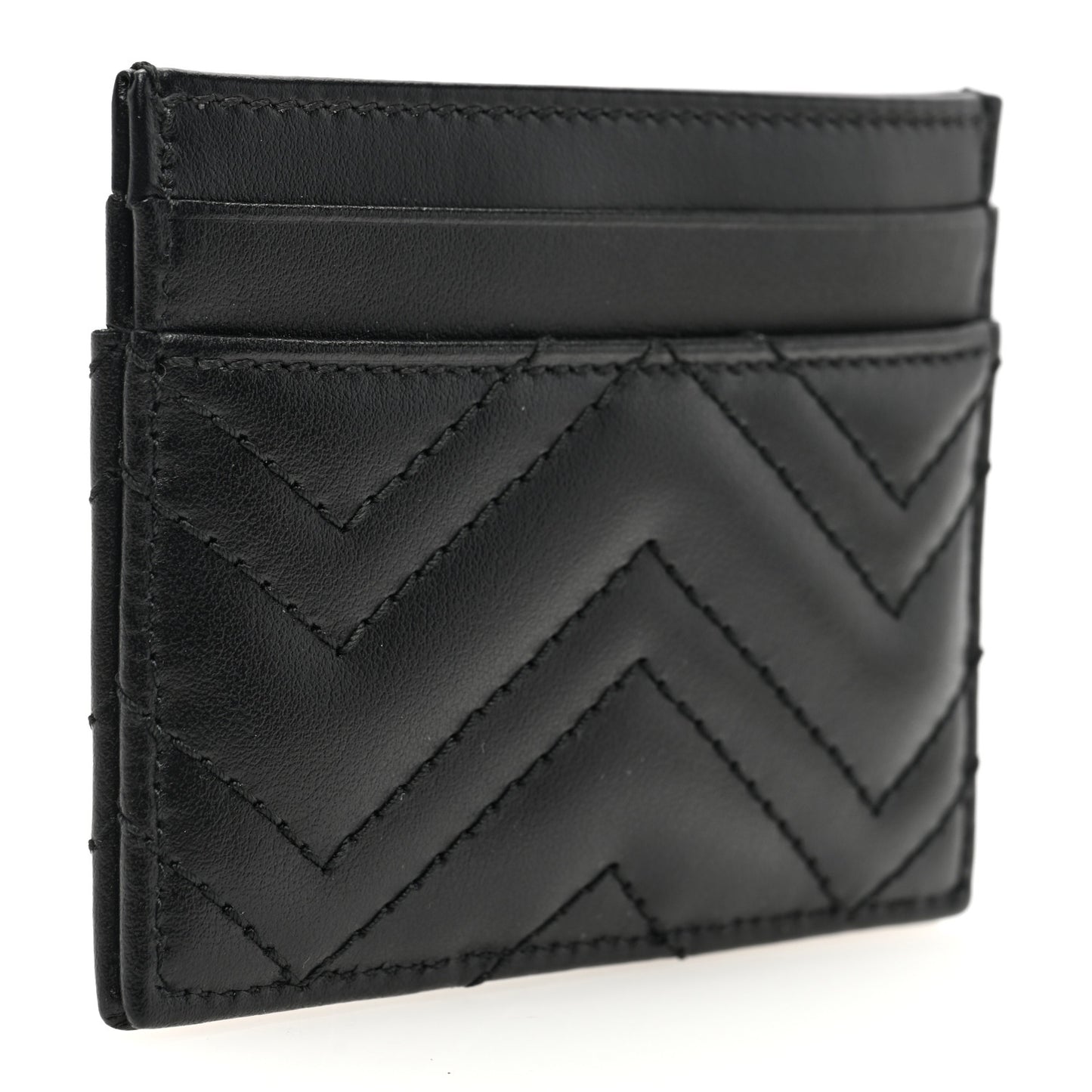 Calfskin Matelasse GG Marmont Card Holder Black