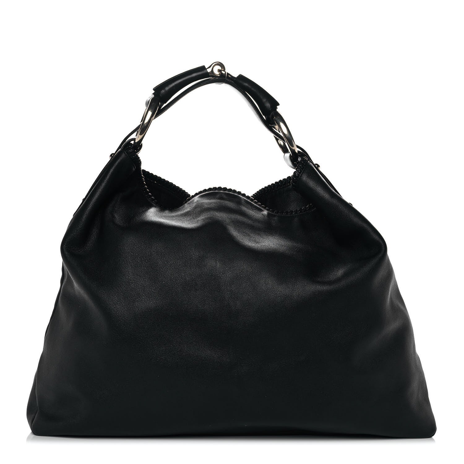 Gucci Calfskin Large Horsebit Chain Hobo Black 1 of 9