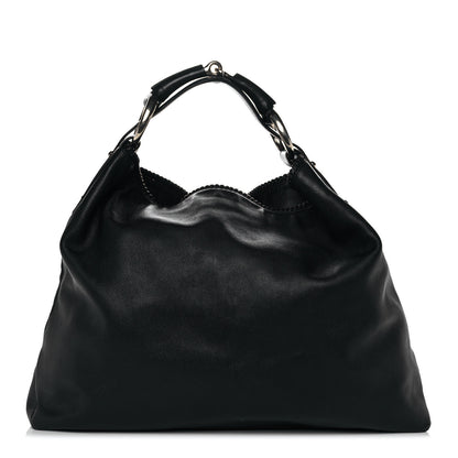Gucci Calfskin Large Horsebit Chain Hobo Black 1 of 9