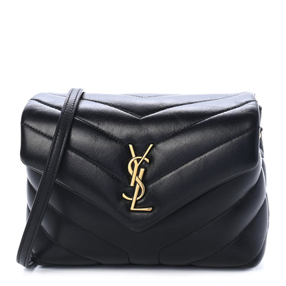 Saint Laurent Calfskin Y Quilted Monogram Toy Loulou Crossbody Bag Black 1 of 9