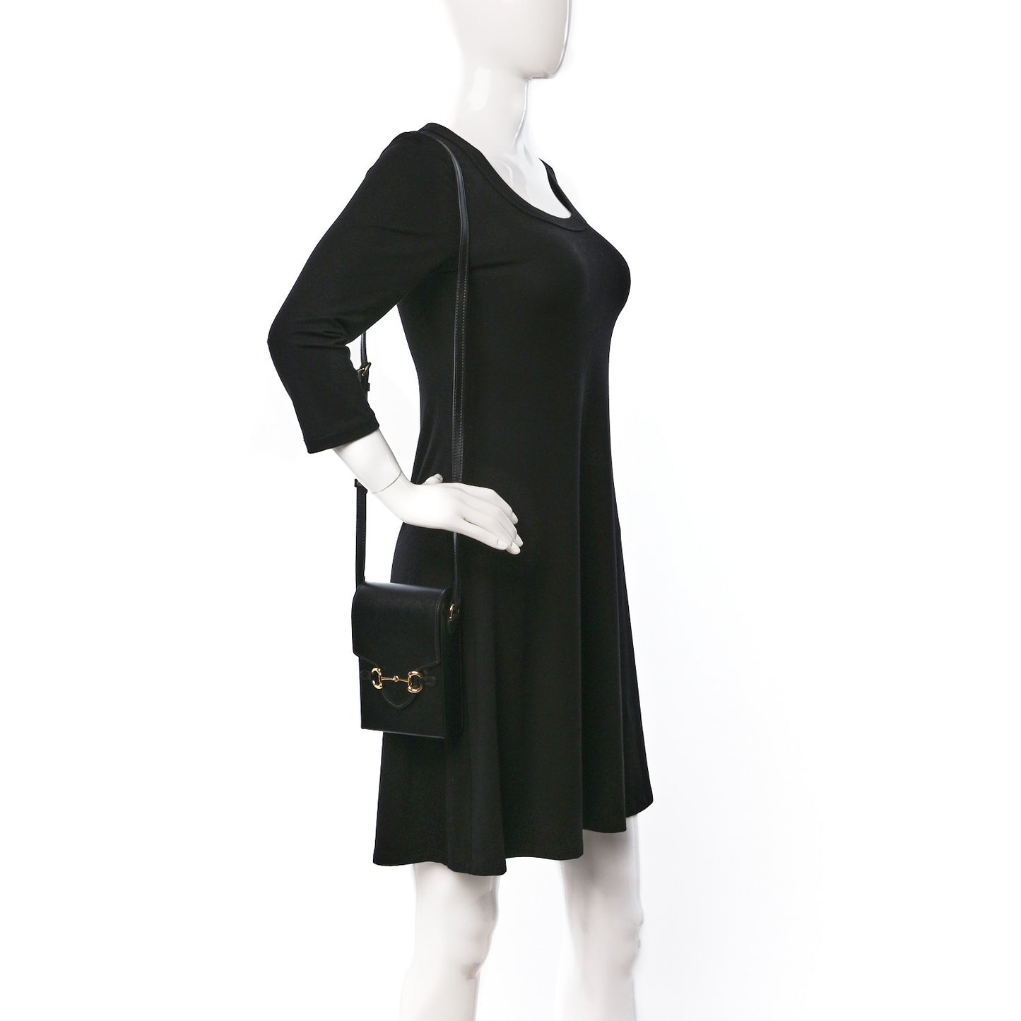 Boarded Plutone Calfskin Mini Horsebit 1955 Crossbody Bag Black